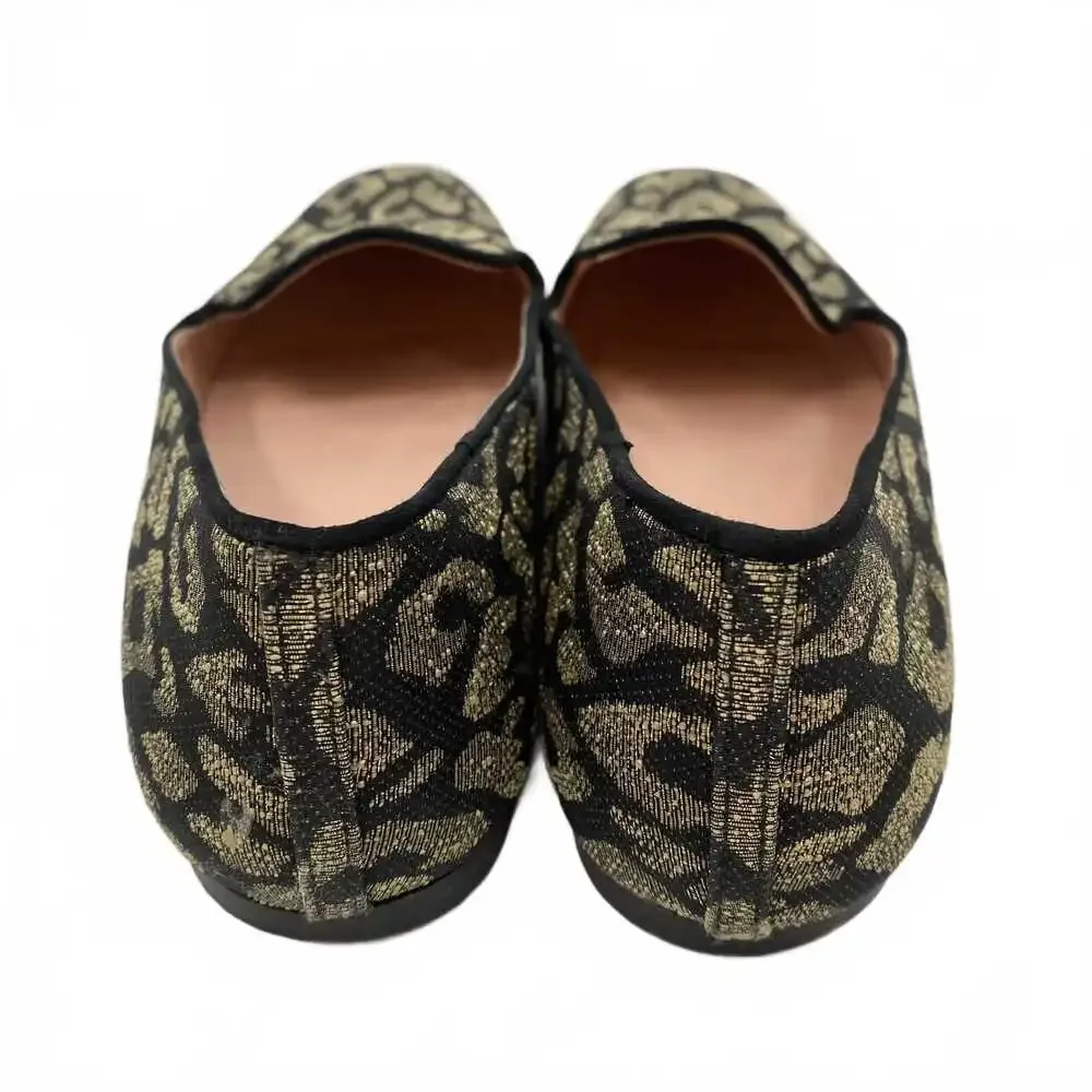 J. Crew Black Gold Square Toe Leopard Print Loafers | Women’s Size 8